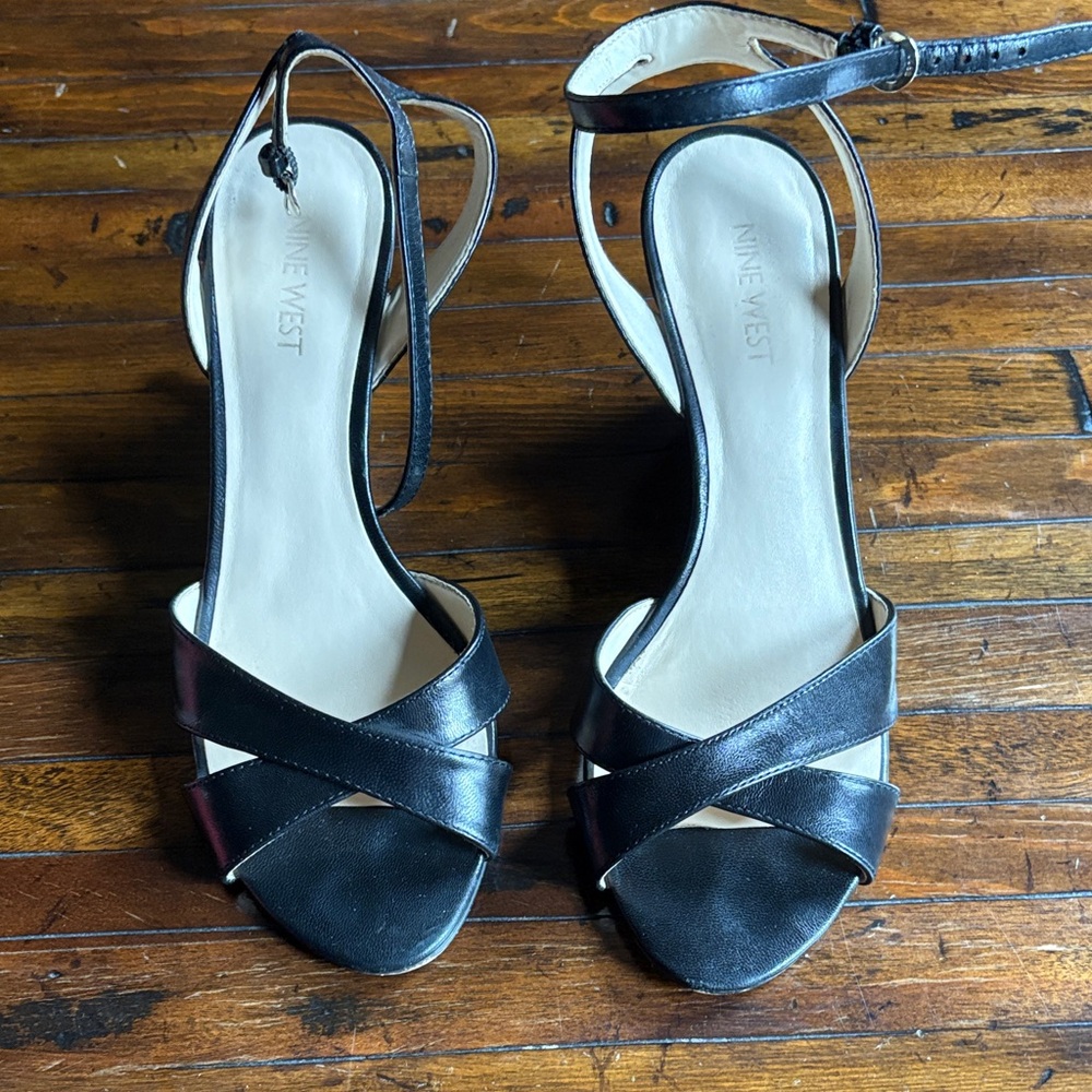 Nine West Black Cross-Strap Heels